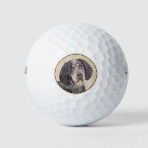 Bluetick Coonhound Painting - Cute Original Dog Ar Golf Balls
