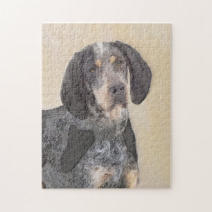Bluetick Coonhound Painting - Cute Original Dog Ar Jigsaw Puzzle