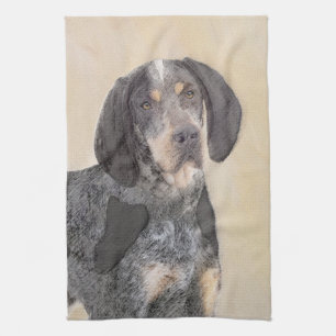 Bluetick Coonhound Painting - Cute Original Dog Ar Kitchen Towel