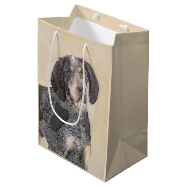 Bluetick Coonhound Painting - Cute Original Dog Ar Medium Gift Bag (Front Angled)