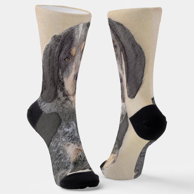 Bluetick Coonhound Painting - Cute Original Dog Ar Socks (Angled)