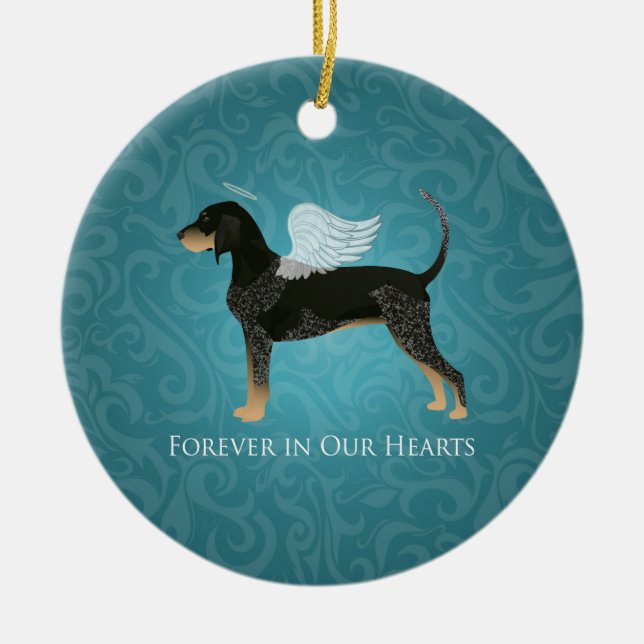 Bluetick Coonhound Pet Memorial Angel Dog Ceramic Ornament (Front)