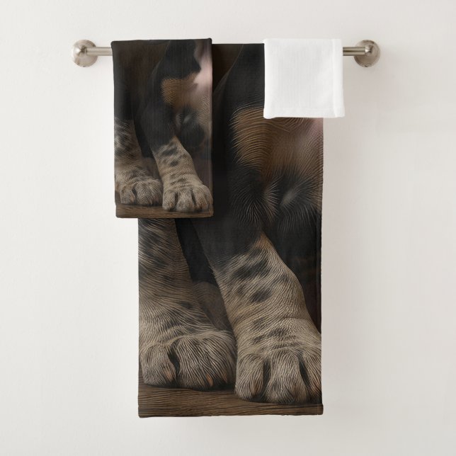 Bluetick Coonhound Puppy Autumn Delight Pumpkin  Bath Towel Set (Insitu)