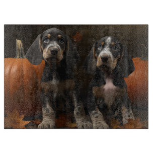 Bluetick Coonhound Puppy Autumn Delight Pumpkin  Cutting Board
