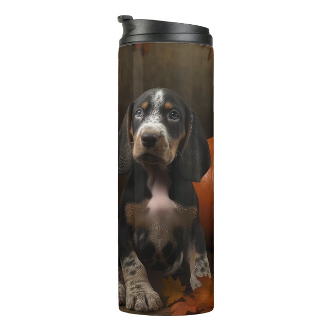 Bluetick Coonhound Puppy Autumn Delight Pumpkin  Thermal Tumbler (Rotated Right)