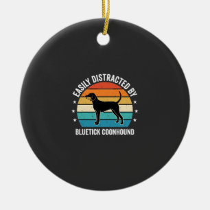 Bluetick Coonhound Retro Sunset Dog Ceramic Ornament