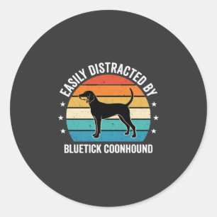 Bluetick Coonhound Retro Sunset Dog Classic Round Sticker