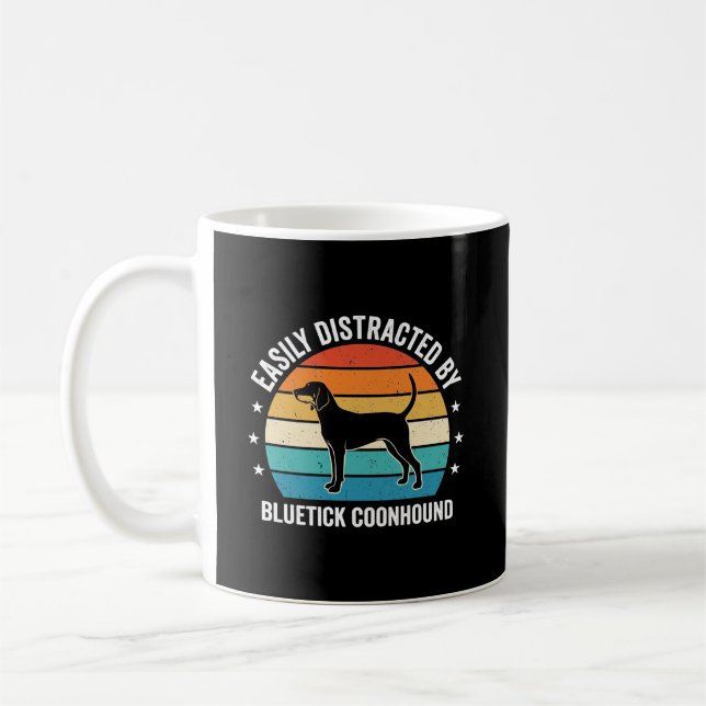 Bluetick Coonhound Retro Sunset Dog Coffee Mug (Left)