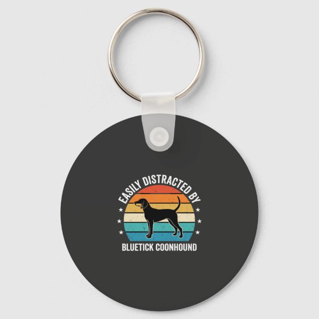Bluetick Coonhound Retro Sunset Dog Keychain (Front)