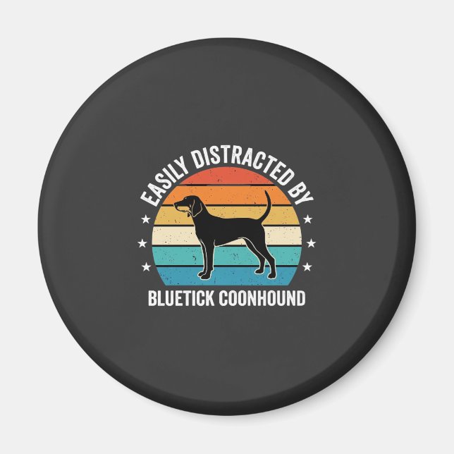Bluetick Coonhound Retro Sunset Dog Magnet (Front)