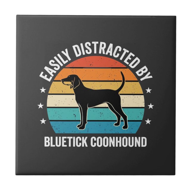 Bluetick Coonhound Retro Sunset Dog Tile (Front)