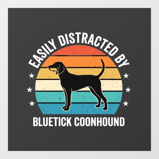 Bluetick Coonhound Retro Sunset Dog Window Cling (Sheet)