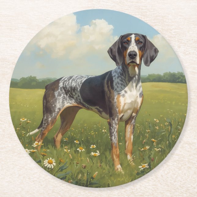Bluetick Coonhound Round Paper Coaster (Front)
