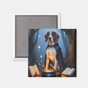 Bluetick Coonhound Whimsical Halloween Painting Magnet