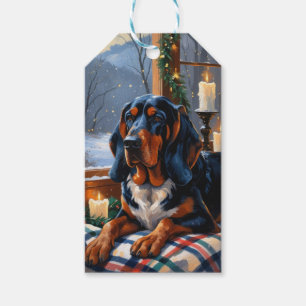 Bluetick Coonhound With Christmas Lights Holiday Gift Tags
