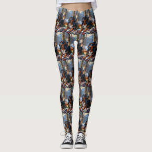 Bluetick Coonhound With Christmas Lights Holiday Leggings