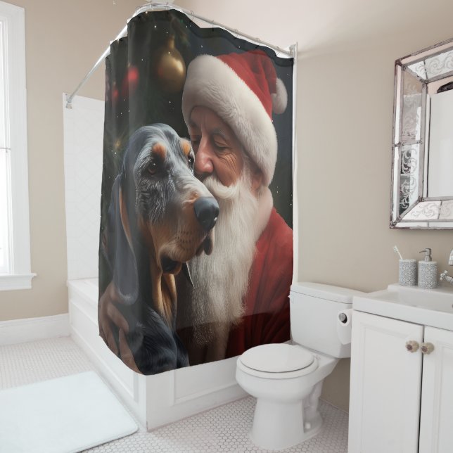 Bluetick Coonhound With Santa Claus Christmas (In Situ)