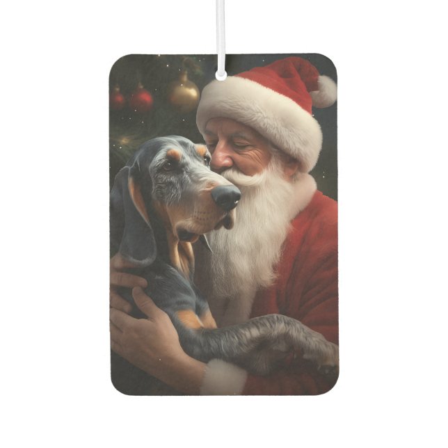 Bluetick Coonhound With Santa Claus Christmas Air Freshener (Front)