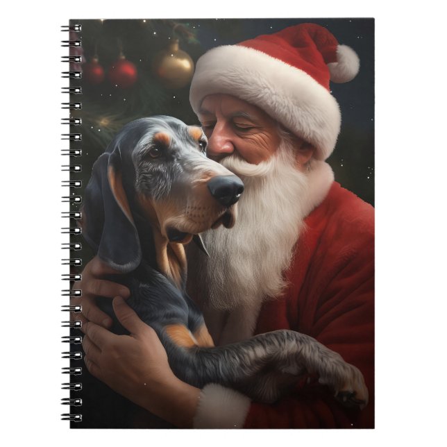 Bluetick Coonhound With Santa Claus Christmas Notebook (Front)