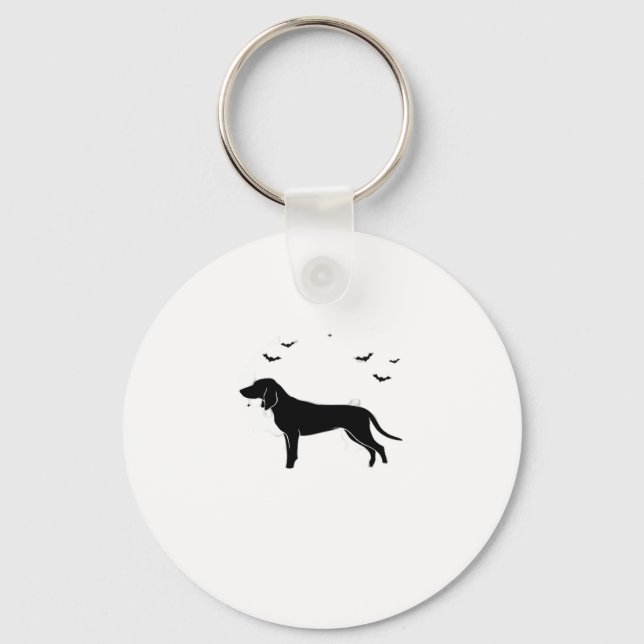 Bluetick Dog � Halloween Moon Silhouette Classic T Keychain (Front)