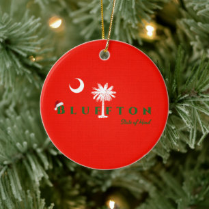 Bluffton State of Mind Christmas Holiday Red Green Ceramic Ornament