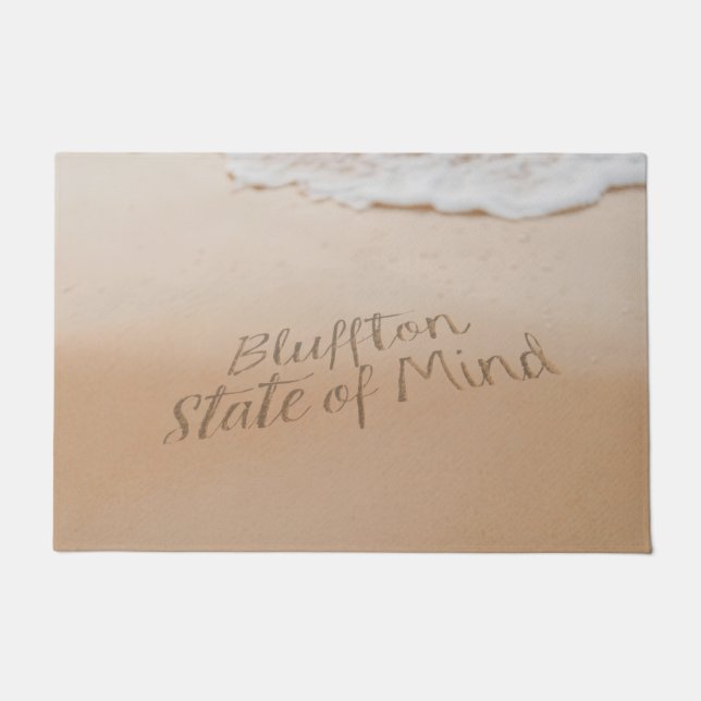 Bluffton State of Mind Written in Sand SC Beach Doormat (Front)