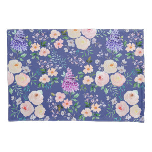 Bluing Blue Watercolor Floral Pillowcase