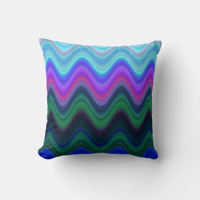 Bluish Blurred Waves Throw Pillow (Front)