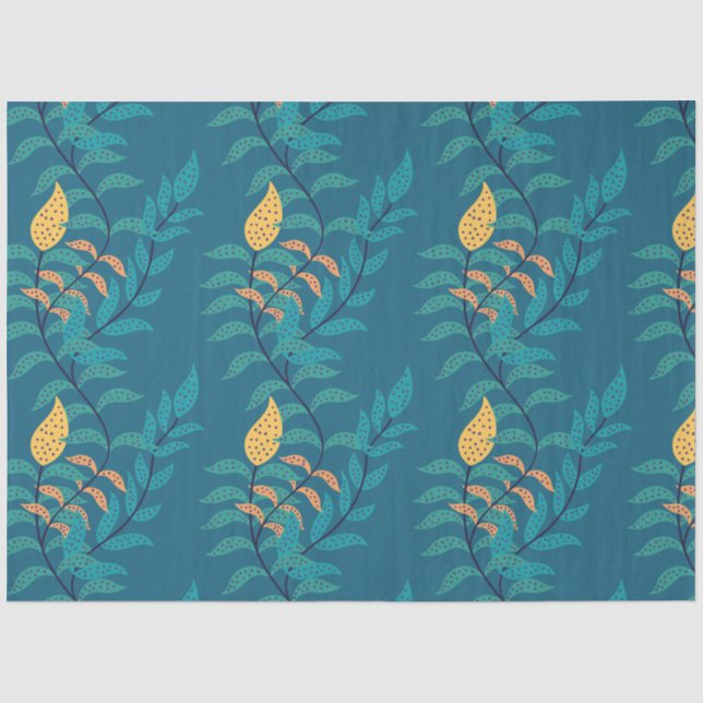 Bluish Botanical Pattern Tissue Paper (Front)