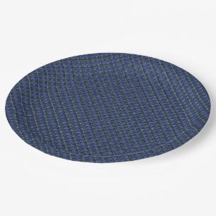 Bluish chequered square with pixelated dots paper plate