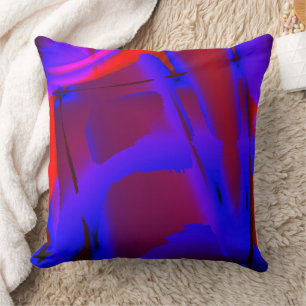 Bluish cropped digital paint magnification on wine throw pillow