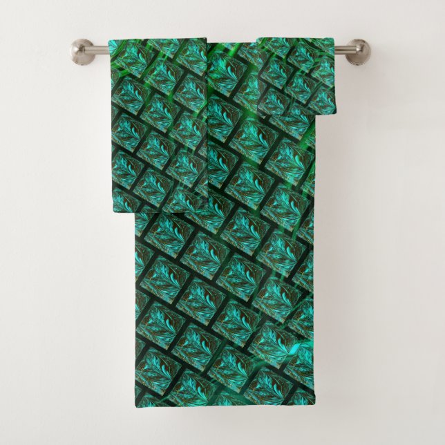 “Bluish eyes in grating”, striped, blurred image Bath Towel Set (Insitu)