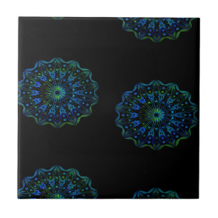Bluish green mandala tile
