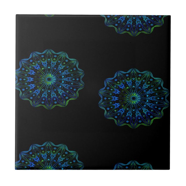 Bluish green mandala tile (Front)