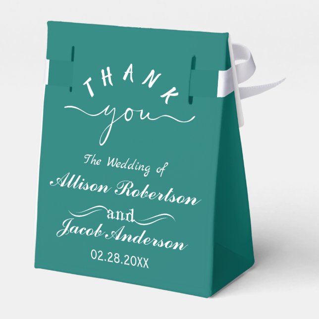 Bluish Green & White Wedding Favour Box (Back Side)