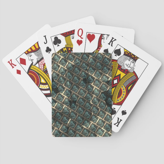 Bluish grey brick effect, under dark spot in lines playing cards (Back)