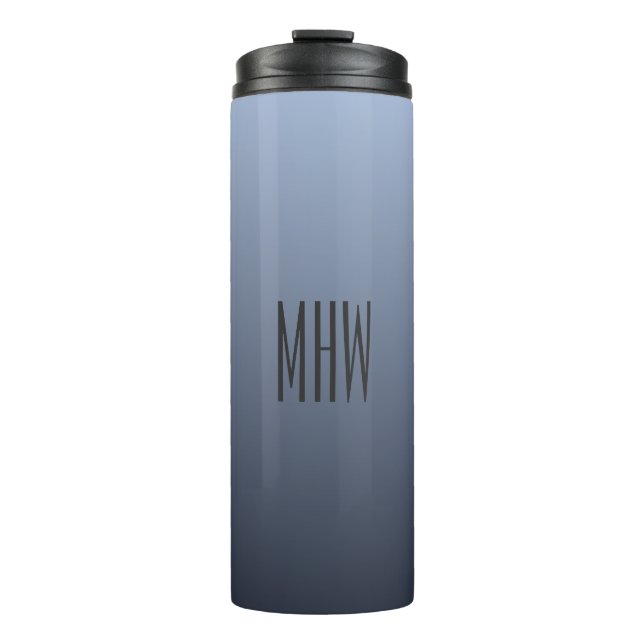 Bluish Grey Gradient custom monogram tumbler (Front)