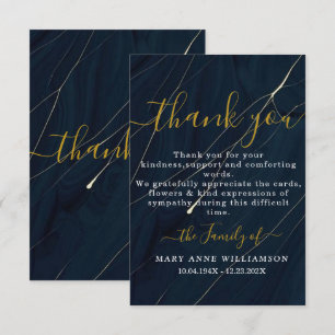 Bluish Script Minimal Funeral Thank You Card