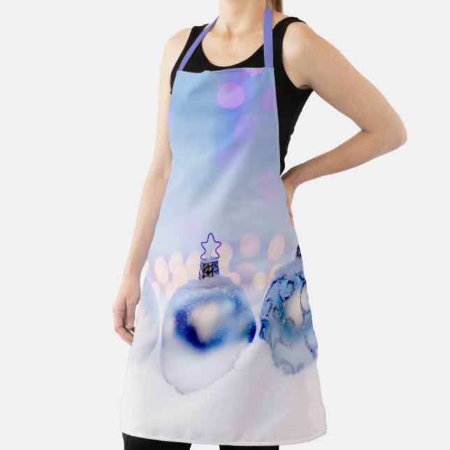 Bluish Silver Christmas Decor Balls Apron (Insitu)