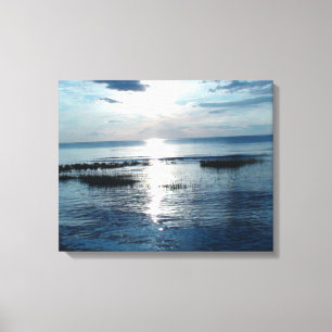 Bluish Sunset over Cape Cod Beach Canvas Print