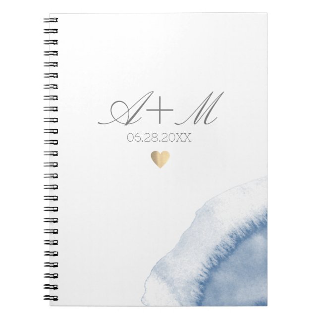 Bluish Watercolor Detail Wedding  Notebook (Front)