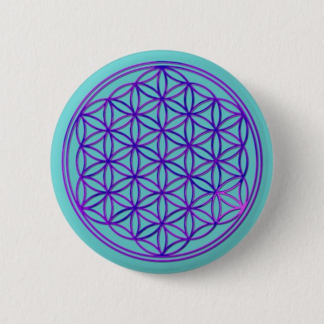Blume des Lebens / Flower Of Life | pink blue 2 Inch Round Button (Front)