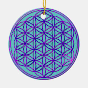 Blume des Lebens / Flower Of Life   pink blue Ceramic Ornament