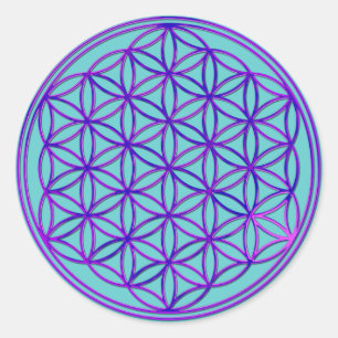 Blume des Lebens / Flower Of Life pink blue Classic Round Sticker