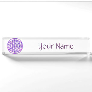 Blume des Lebens / Flower Of Life pink blue Nameplate