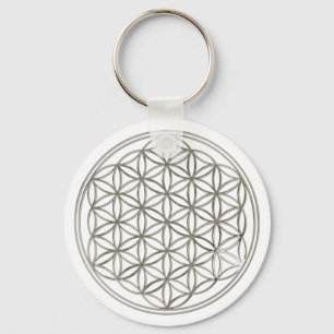 Blume des Lebens / Flower Of Life silver big Keychain