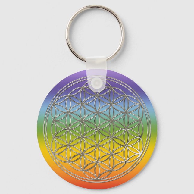 Blume des Lebens / Flower Of Life | silver chakren Keychain (Front)