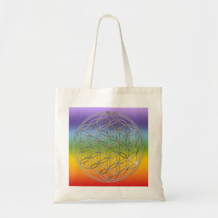 Blume des Lebens / Flower Of Life silver chakren Tote Bag