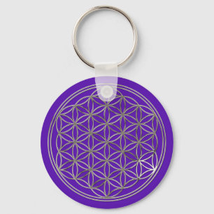Blume des Lebens / Flower Of Life silver violet Keychain