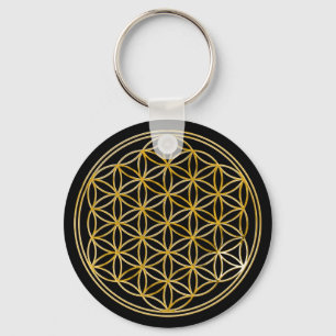 Blume des Lebens klein black Keychain